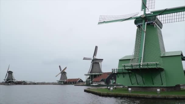 Dit Een Opname Van Een Actieve Windmolen Zaanse Schans Nederland — Stockvideo