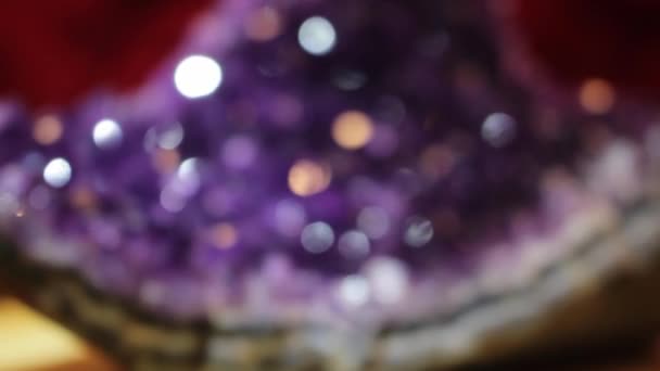 Purple Amethyst Κρύσταλλο Μακροεντολή Από Κοντά — Αρχείο Βίντεο