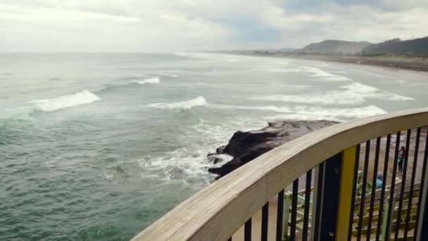 Vista Para Praia Topo Colina Muriwai Nova Zelândia — Vídeo de Stock
