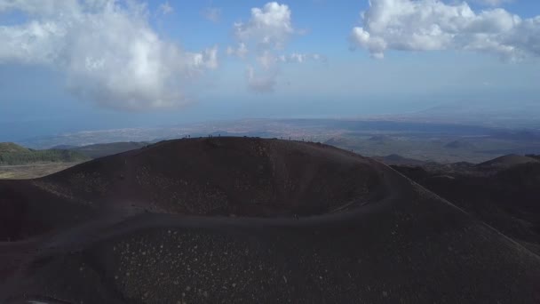 Este Drone Tiro Refúgio Sapienza Localizado Monte Etna Sicília — Vídeo de Stock
