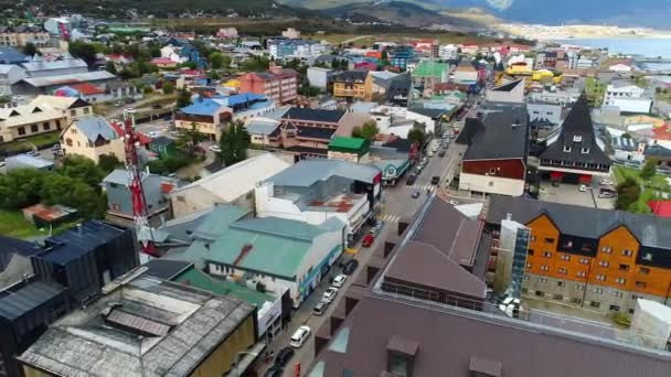 City Ushuaia Drone Flight — Stock Video