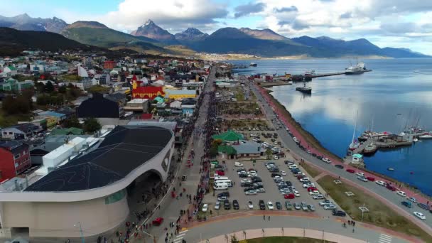 Ushuaia Drone Lucht Drone — Stockvideo