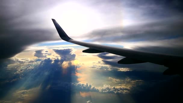 Hermoso Amanecer Nublado Vista Desde Avión — Vídeo de stock