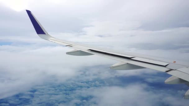 Morning Beautiful Cloudy Sky View Airplane Windows — Stock Video