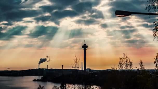Upływ Czasu Wieży Nasinneula Tampere Finlandii Wiosenny Poranek — Wideo stockowe