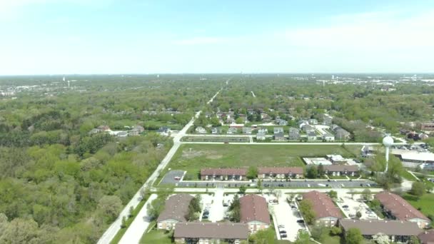 Flybilde Moderne Forstadsområde Midtvesten Vestlige Forsteder Chicago Illinois Nær Willowbrook – stockvideo
