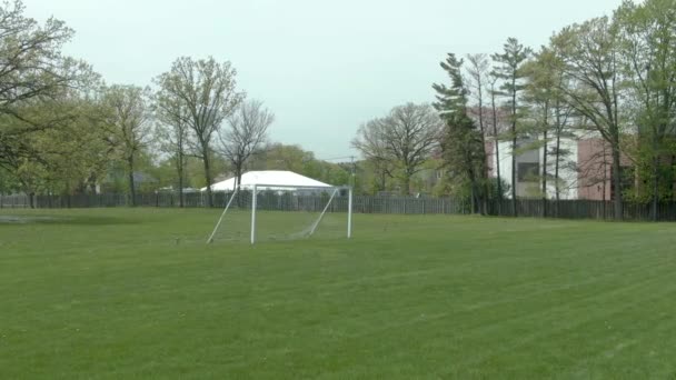 Dolly Zoom Gol Futebol Futebol Durante Uma Tarde Verão Ensolarada — Vídeo de Stock