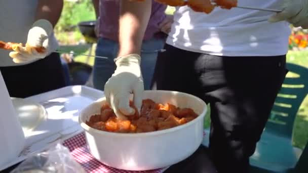 Csirkét Készít Grillezni Egy Bbq — Stock videók