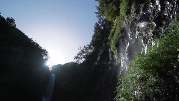 Risco Şelalesinde Gündoğumu Levada Das Fontes Calheta Madeira Adası Portekiz — Stok video