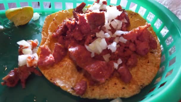 Delicious Tacos Pasto Χιλή Ένα Εστιατόριο Στο Γκουαναχουάτο — Αρχείο Βίντεο