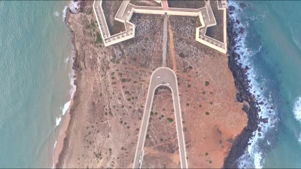 Vogels Oog Blik Historisch Fort Van Sagres Aan Rand Kliffen — Stockvideo