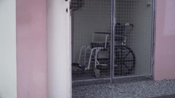 Manual Wheelchair Cage Soft Daylight — Stock Video