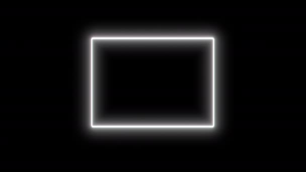 Neon Glowing Square Animation Transparent Background — Stock Video