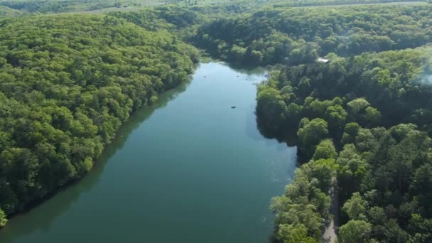 Aerea Sul Lago Montagna Più Tardi Nella Giornata Nei Pressi — Video Stock