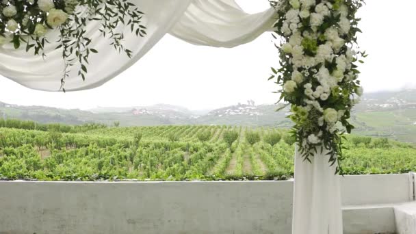 Beyaz Çiçek Kumaşla Süslenmiş Ahşap Çerçeve Quinta Pacheca Lamego Portekiz — Stok video