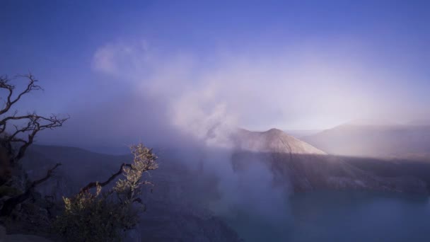 Monte Ijen Creatore Time Lapse Ombre Che Cadono Durante Tramonto — Video Stock