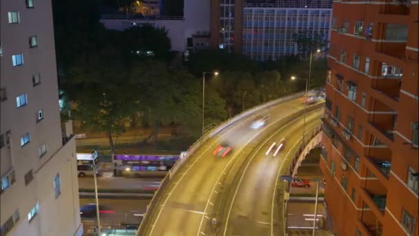 香港の道路の夜のタイムラプス — ストック動画