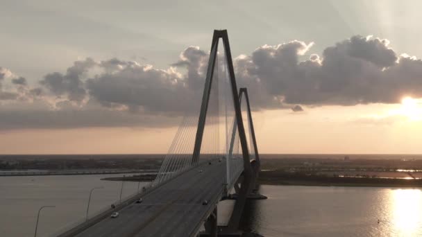 Patelnia Lotnicza Nad Mostem Ravenel Charleston Karolina Południowa Usa Zachodzie — Wideo stockowe