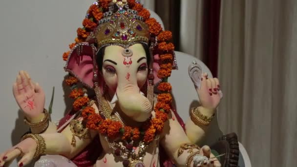 Herr Ganesha Statue Hindu Gott Hindu Gott Ganesha Statue Schöne — Stockvideo