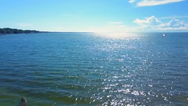 Krásný Výstřel Vzduchového Trubce Pádlového Prkna Širém Oceánu — Stock video