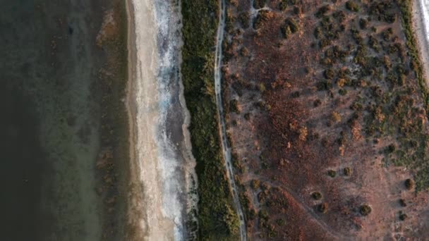 Αεροπλάνο Drone Πουλί Μάτι Λίμνη Παραλία Κοντά Στο Montpellier Γαλλία — Αρχείο Βίντεο