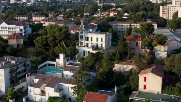 Drone Footage Flying Marseille Residential Neighborhood France — Stock Video