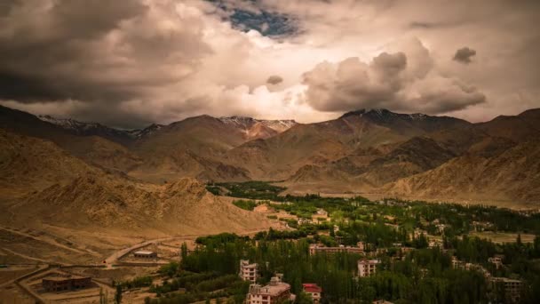 Moving Shadows Sunlight Cloud Formations Leh Valley Himalayas Ladakh India — Stock Video