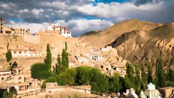 Mosteiro Lamayuru Belo Vale Lunar Com Sombra Luz Movimento Ladakh — Vídeo de Stock