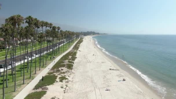 Niska Wysokość Anteny Numer Pustej Plaży Santa Barbara Kalifornii Ciepły — Wideo stockowe