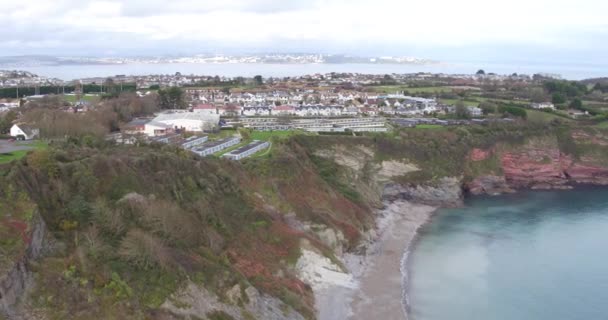 Brixham Caravans Holiday Park Overview Devon Aerial View Using Drone — Stock Video