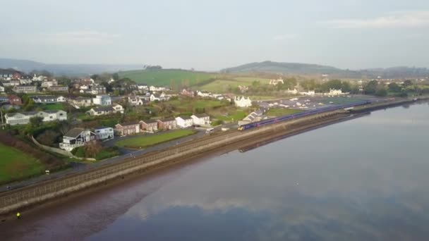 Starcross Train Devon Aerial View Using Drone — Stock Video