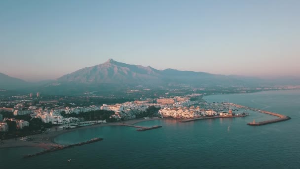 Flygbilder Från Strand Nueva Andalusien Spanien — Stockvideo