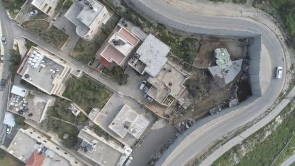 Flyfoto Separasjonsveggen Mellom Israel Palestinske Myndigheter Jerusalem – stockvideo