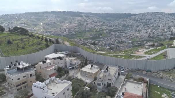 Imagens Aéreas Muro Separação Entre Israel Autoridade Palestiniana Jerusalém — Vídeo de Stock