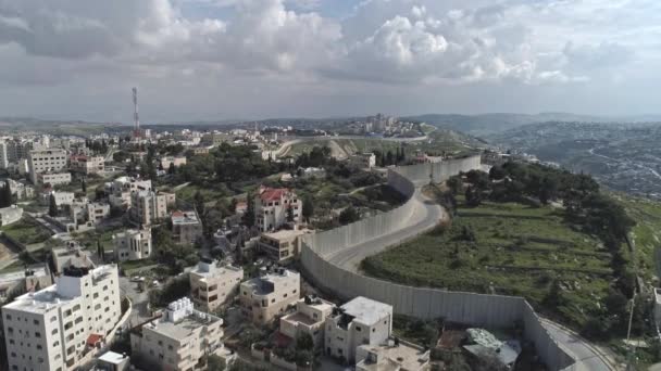 Imágenes Aéreas Del Muro Separación Entre Israel Autoridad Palestina Jerusalén — Vídeos de Stock