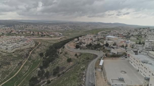 Imágenes Aéreas Del Muro Separación Entre Israel Autoridad Palestina Jerusalén — Vídeo de stock