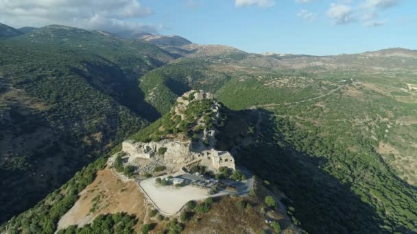 Luchtfoto Van Een Groot Kruisvaardersfort Golanhoogte Noord Israël — Stockvideo