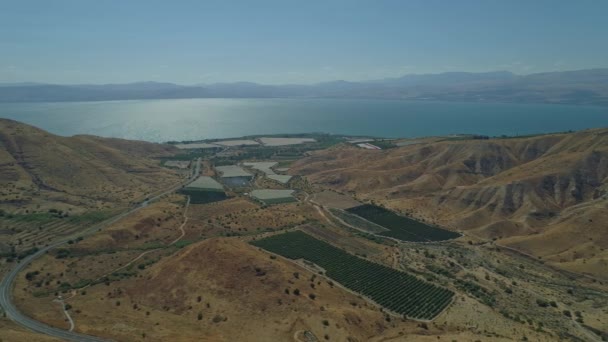 Rekaman Udara Dari Laut Galilea Israel Utara — Stok Video