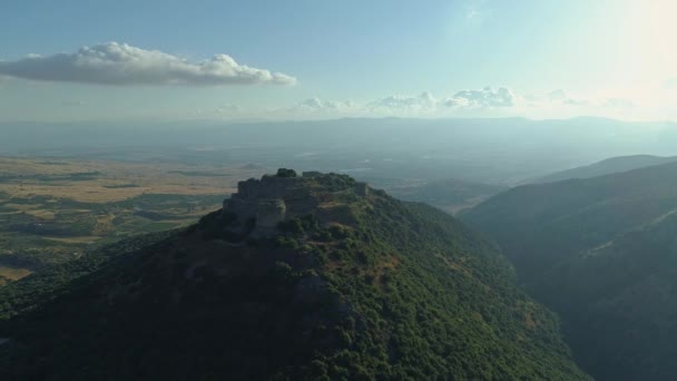 Letecký Pohled Velkou Křižáckou Pevnost Golanských Výšinách Severním Izraeli — Stock video