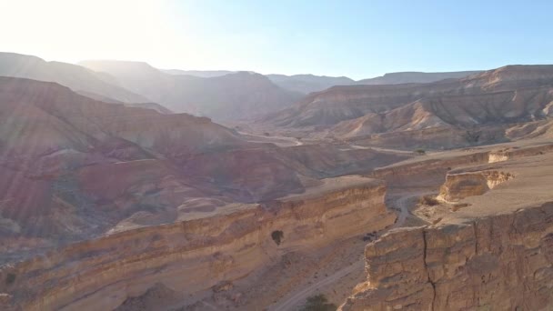 Srail Güneyindeki Negev Çölü Ndeki Dağların Kanyonların Havadan Görünüşü — Stok video