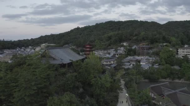 Disparo Dron Pagoda Senjokaku Cinco Pisos Isla Miyajima Japón — Vídeos de Stock