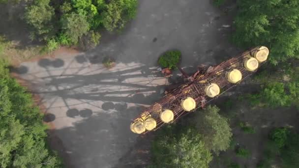 Vista Aérea Descendente Roda Gigante Parque Diversões Abandonado Chernobyl Desastre — Vídeo de Stock