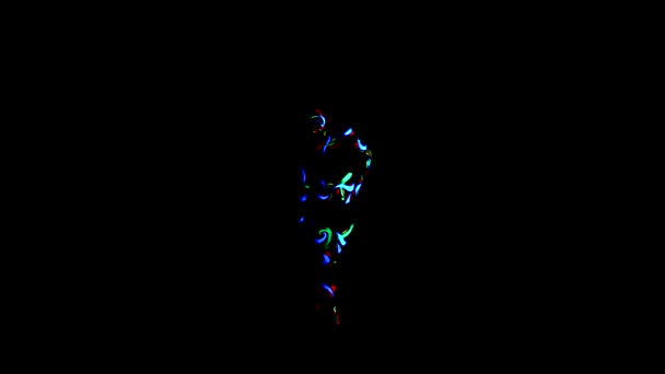 Красива Чуттєва Танцівниця Флуоресцентною Фарбою Вражає Позу Чорний Фон — стокове відео