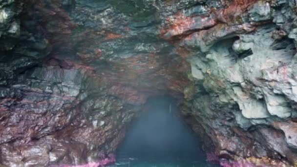 Hawaii Kauai Navegación Océano Flotando Hacia Una Cueva Oceánica — Vídeo de stock