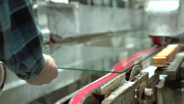 Bordas Painel Vidro Arredondado Máquina Indústria Para Alisar Bordas Painel — Vídeo de Stock