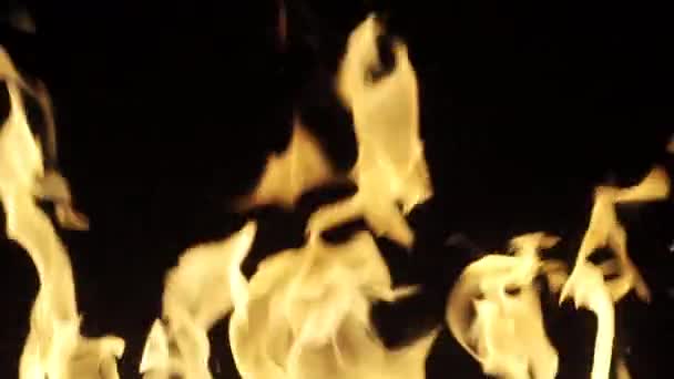 夜の火災で炎がゆっくりと動き出す — ストック動画