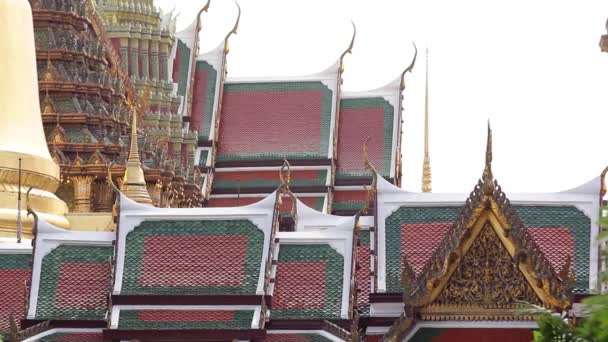 Static Shot Spires Roofs Intricate Designs Grand Palace Bangkok Wat — Stock Video