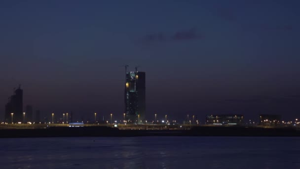 Bahreini Éjszakai Lövés Jobbról Balra Haladva Muharraq Tól Diplomáciai Területig — Stock videók