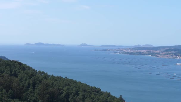 Ria Vigo River Mouth Pontevedra Spain Moaas Bay — стокове відео