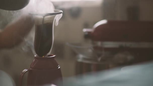 Horká Káva Zimě Ráno — Stock video